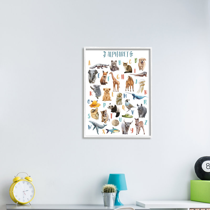 Kid's Playful Animal Alphabet - impression, H 30 po x l 24 po, Cadre blanc