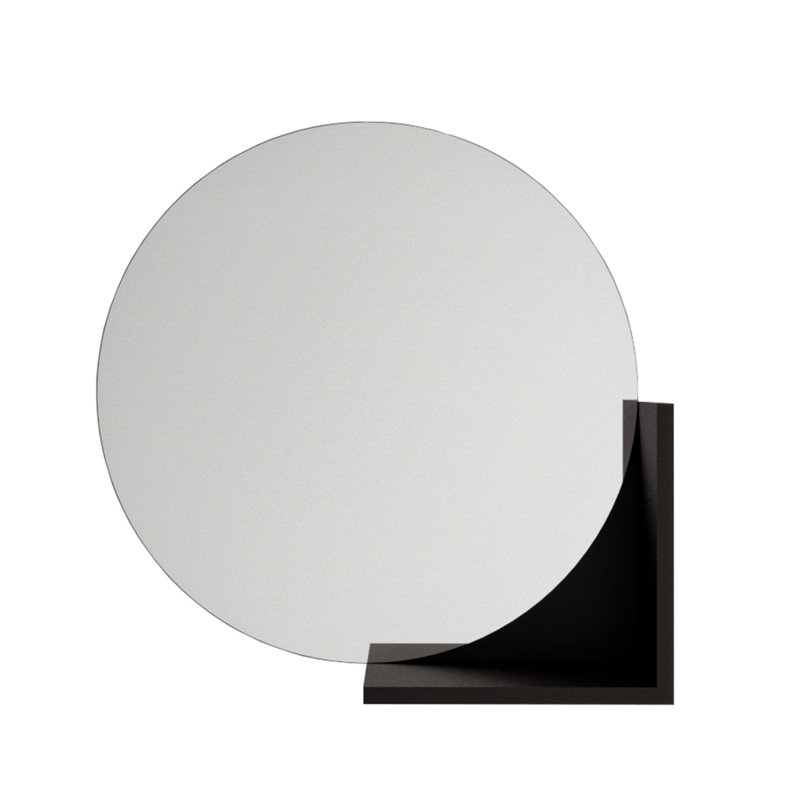 Round Framed Wall Mounted Accent Mirror, Black