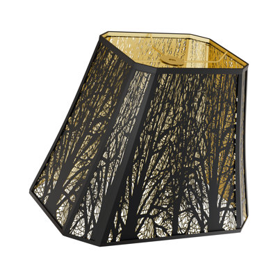 Bois gravé à l'eau-forte rectangulaire en métal gravé à l'eau-forte en métal (noir à l'extérieur et doré à l'intérieur) 11 po