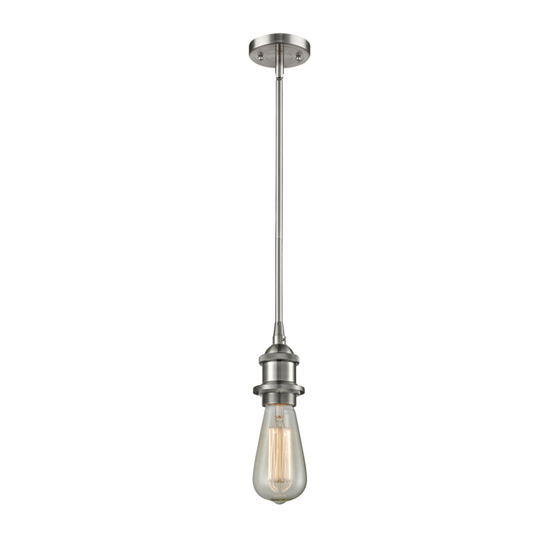 1 - Light Single Pendant, Brushed Satin Nickel, 2.75" H x 4.5" W x 2.5" D, 6 Watt Vinage LED Bulb