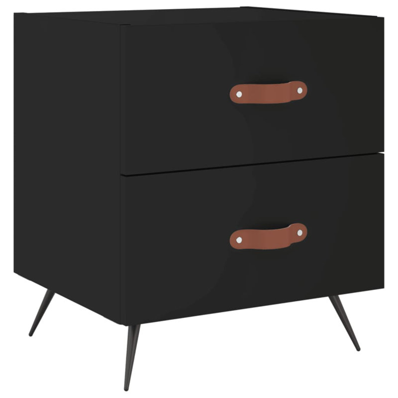 Hilaire 40 cm W Iron Bedside Table, Black, Set of 2