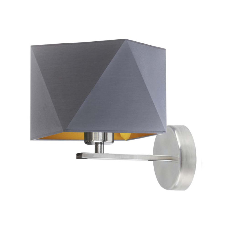 Mel Steel Armed Sconce, Grey, Brushed Brass