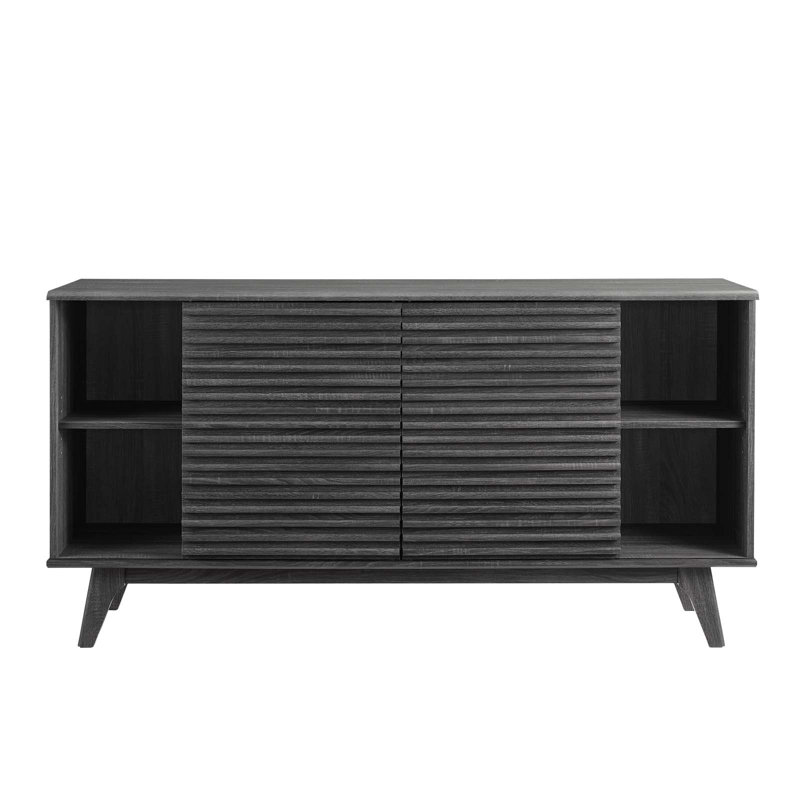 Charcoal 63" Mid-Century Modern Sideboard Buffet Table with Cabinet