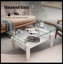 Table basse rectangulaire, plateau en verre trempé avec panneau de fibres à densité moyenne, table moderne pour le salon, verre transparent-132116706-132116705