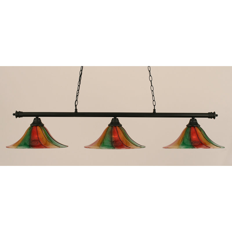 Barre d'éclairage à 3 lumières avec verre Mardi gras 16 po Mendez, H 11,25 po x l 55,75 po, Noir mat