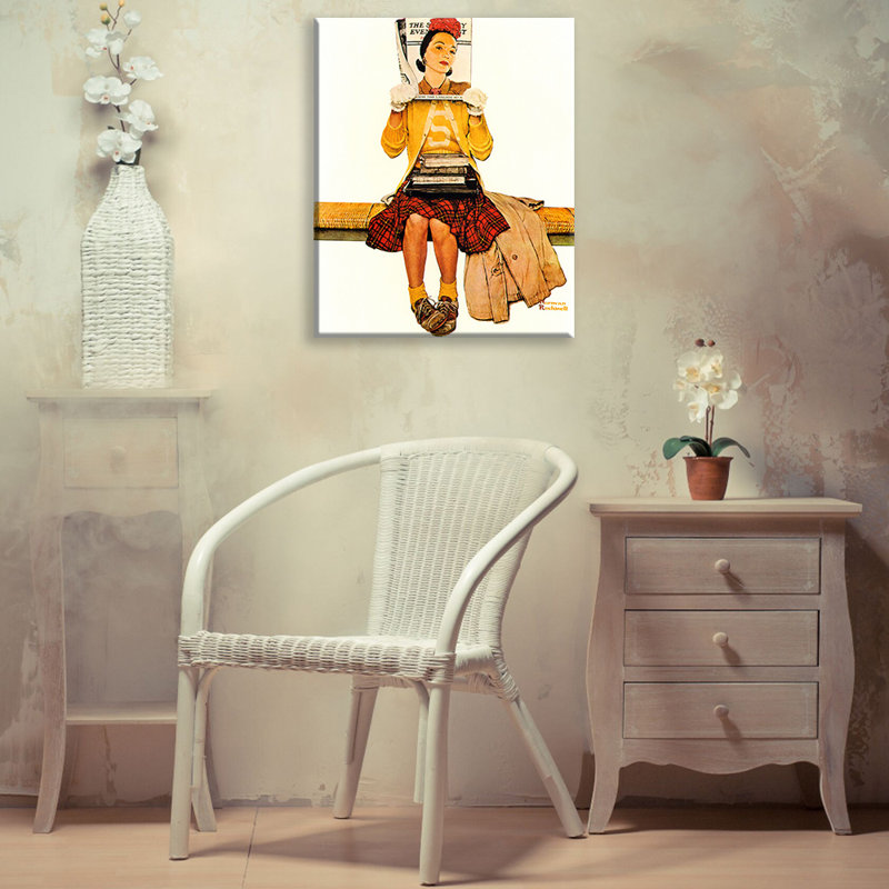 «Double Take» par Norman Rockwell, toile tendue avec châssis, H 24 po x l 17 po