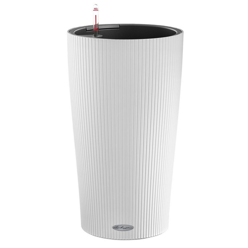 Lechuza Cilindro Color Self-watering Planter with Drainage Hole and Water Level Indicator, White, 56cm H x 32cm W x 32cm D