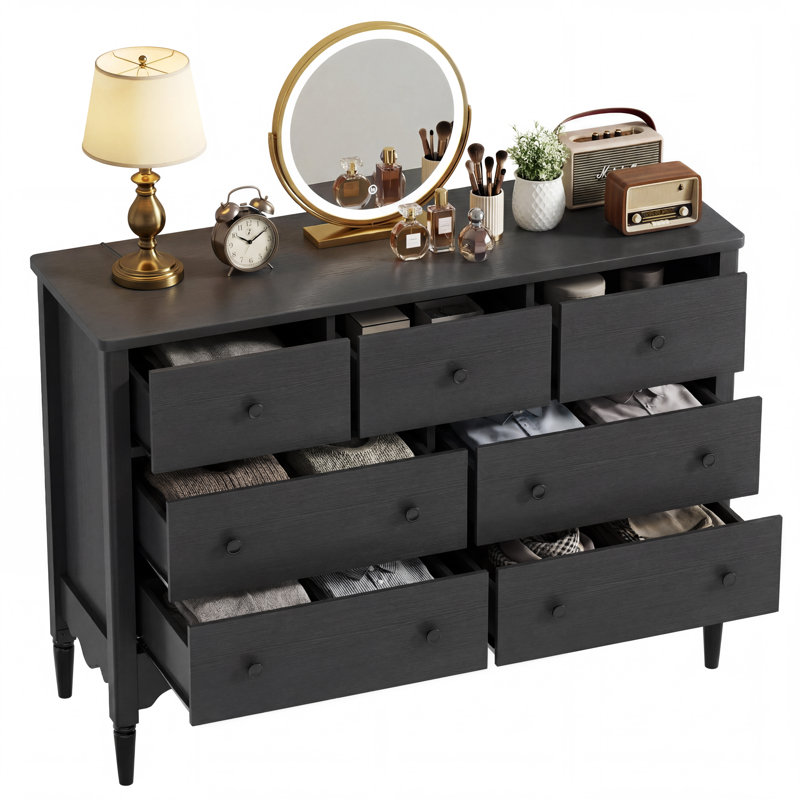 Commode 43,3 po avec tiroirs en bois Abson, Noir