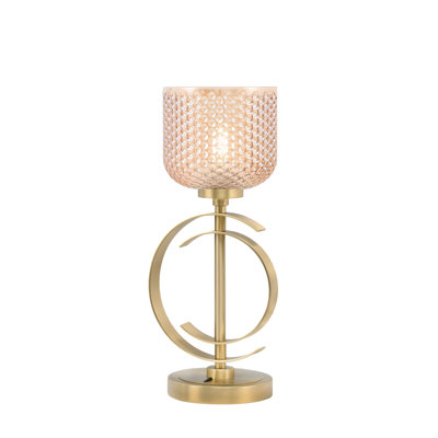 Accent Lamp Shown In New Age Brass Finish With 6" Amber Textured Glass
