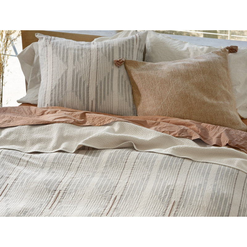 Morelia Coastal Organic Cotton Percale Geometric Shapes Duvet Cover, King/Cal King Duvet Cover, Harvest