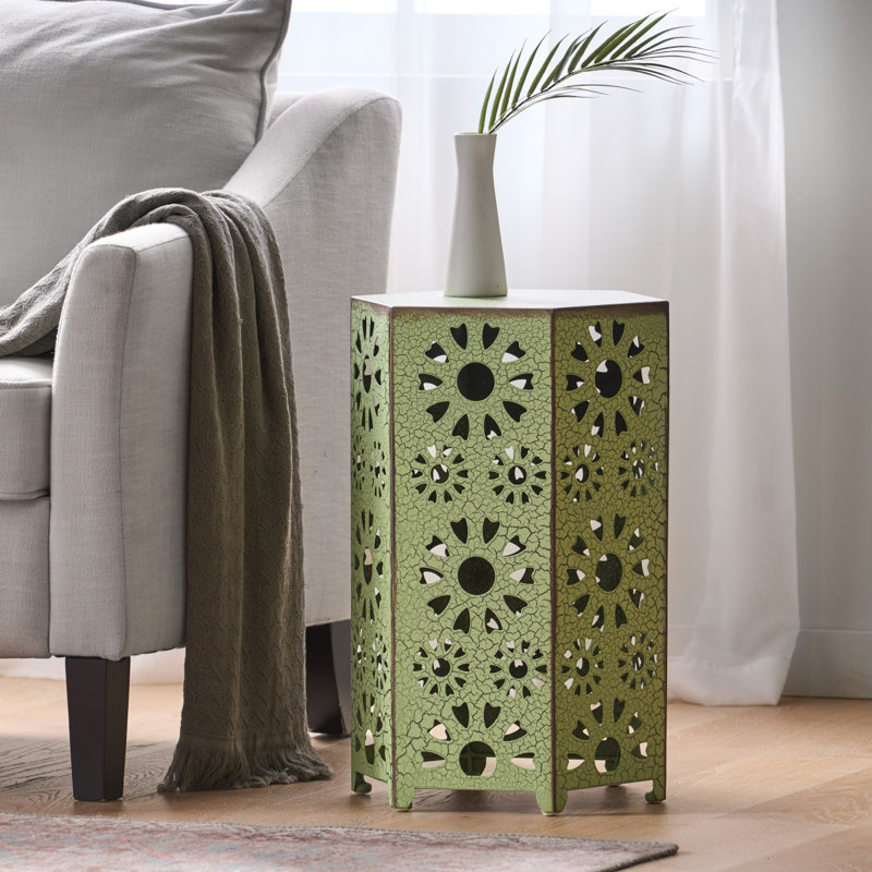 Table d'appoint pour patio, H 22,12 po x l 14,3 po x P 14,3 po, Vert