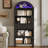 70.3" Tall Arched Bookshelf, 6-tier Book Shelf With Led Lights, Freestanding Display Rack, Farmhouse Arched Bookcase With Open Shelves and Drawer-954591859