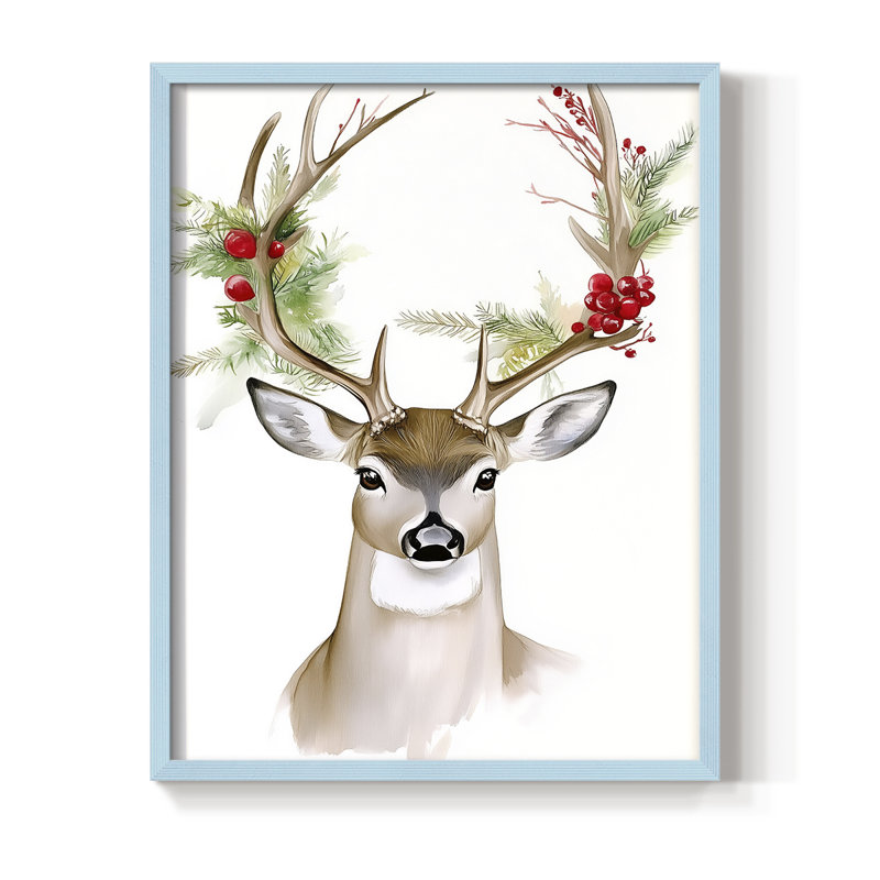«Christmas Holiday Art», reproduction encadrée en bois massif, H 11 po x l 9 po, Bleu