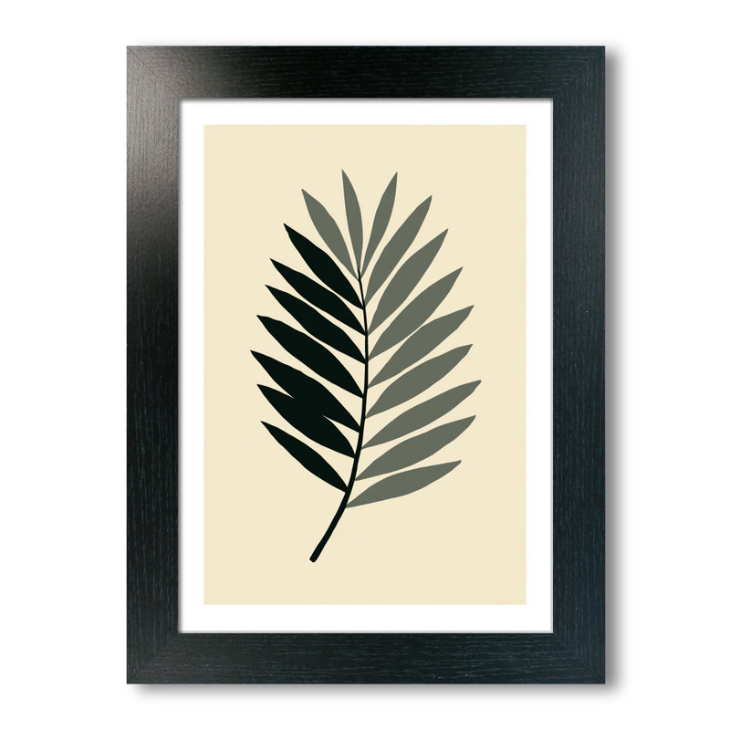 Nordic Fern Frond Wall Art Home Decor: Giclee Art Print of Minimal Scandinavian Botanical Stamp-Style Graphic in Sage & Forest Green 1 Piece Wall Art