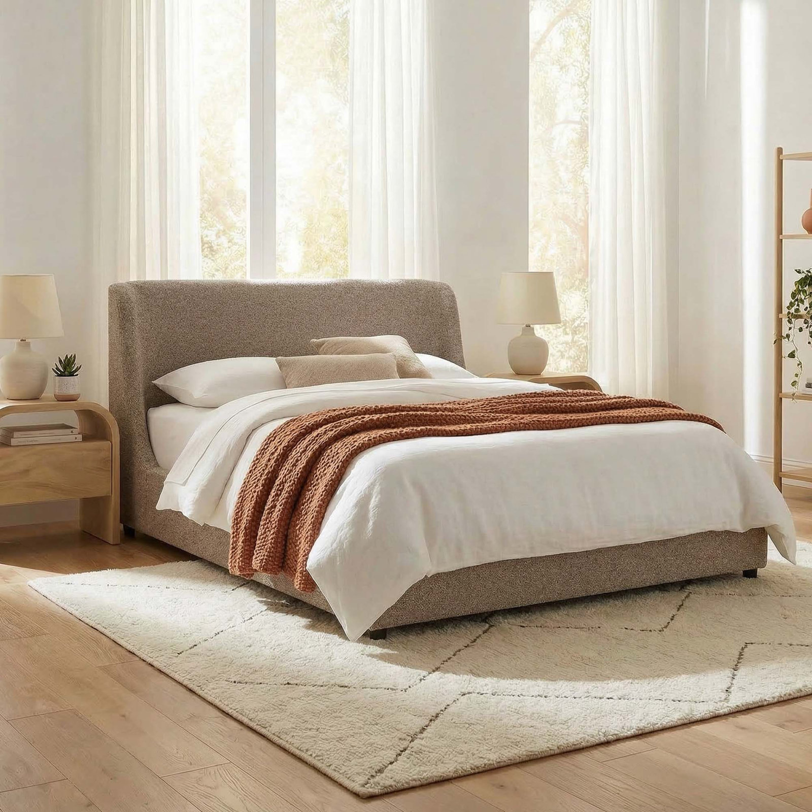 Becki Owens for Joss & Main Wingback Bed, Ojai Earth Performance Textured Weave, King 