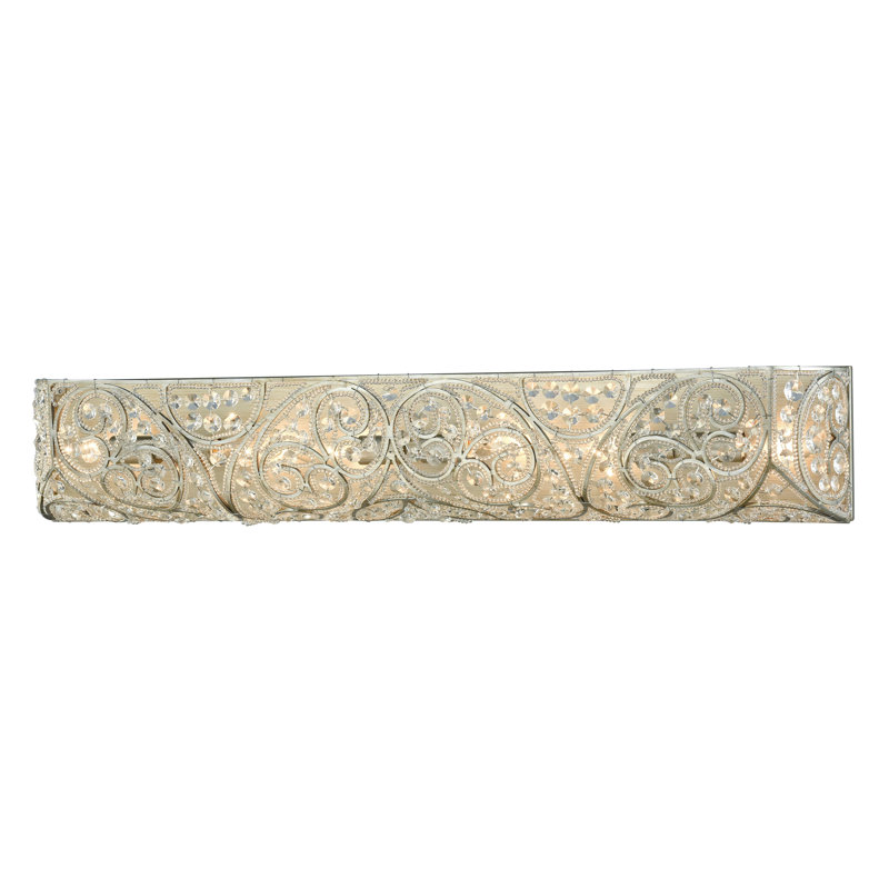 Éclairage pour meuble-lavabo à 6 lumières de 34 po de large Andalusia - Argent vieilli