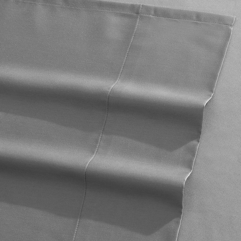 Ensemble de draps en satin CVC Vera Wang T800, Ensemble de draps pour grand lit avec 2 taies d'or, Gris foncé