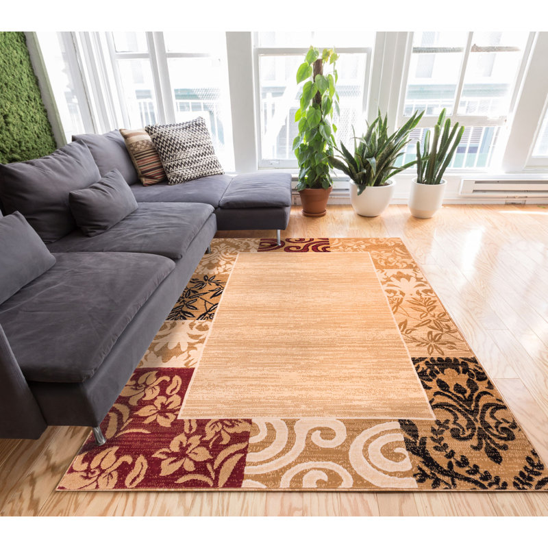 Sabin Damask Indoor Rug, Rectangle 9'3" x 12'6"
