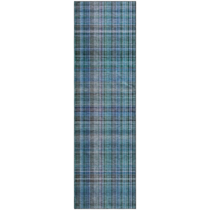 Premium Machine Washable Cerrito AMF541 Teal Rug, Runner 2'3" x 7'6"