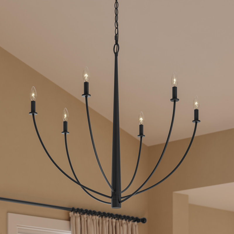 Lustre noir mat à six lumières Jheni, Noir mat