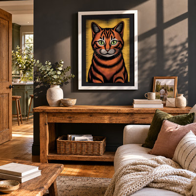 Watchful Tabby Graphic Art - Framed Print