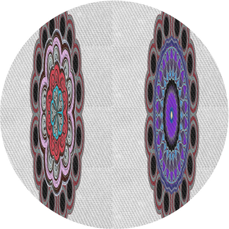 Tapis bleu/noir/rouge à tisser électrique, Rond 8 pi