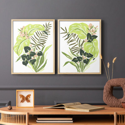 «Lime Leaf Medley I», reproduction encadrée de qualité supérieure - prête à être accrochée - aucun clou requis - aucun clou requis