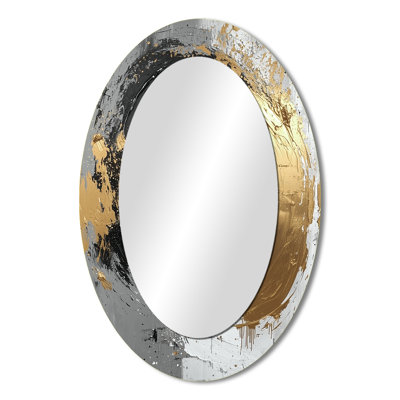 Gold Glam Arcs Shapes Fusion I - Gold Oval Wall Mirror Decor