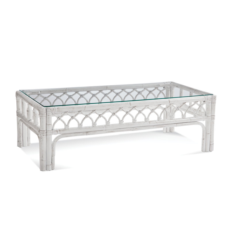 Edgewater Glass Cocktail Table, Antique Frost White