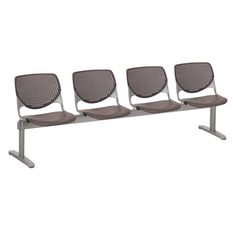 Kool 95" W Plastic Seat Tandem Seating with Metal Frame, White, Brownstone