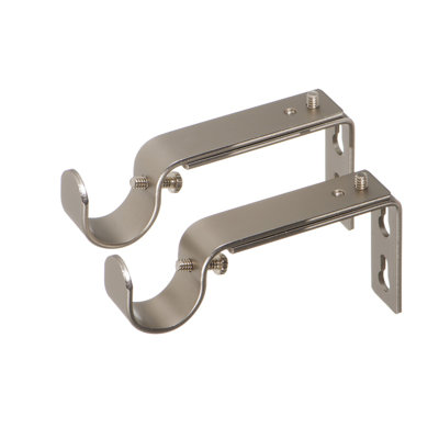  Adjustable Brackets for Curtain Rods - for 7/8 or 1 Inch Rods. Set of 2 - Satin Nickel