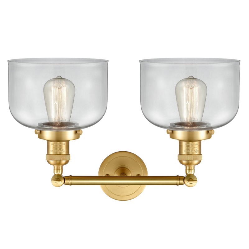 Éclairage pour meuble-lavabo 19 po 2 lumières Bell, Clair, H 9 po x l 19 po, Or satiné