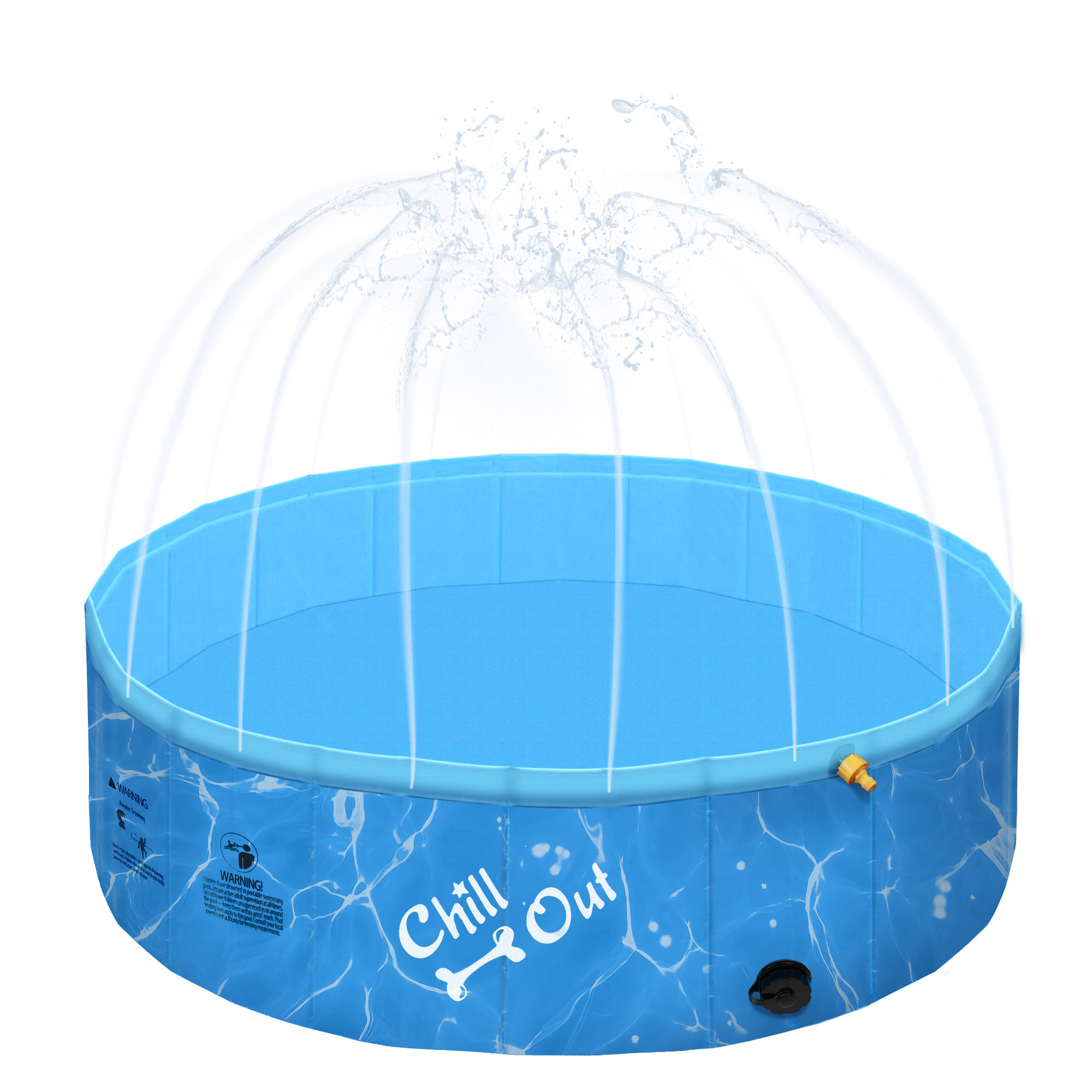 All for Paws Chill Out Sprinking 2-In-1 Dog Pet Swimming Pool Blue ...