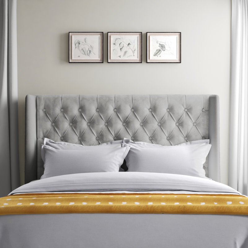Bertlinde Upholstered Headboard, Full, Velvet Pewter
