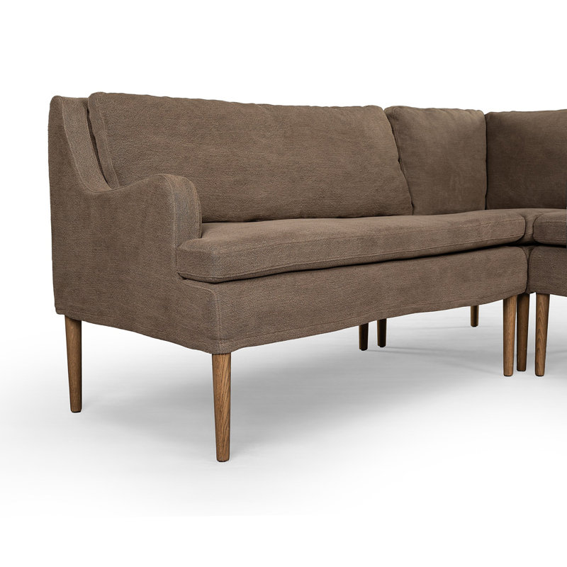 Aurelia Modular 3-Piece Slipcover Sectional, 34.5" H x 99" W x 76" D, Right Hand Facing, Broadway Coffee Linen
