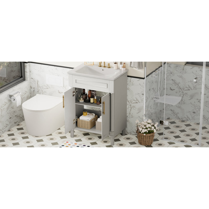 Stylish Space-saving Bathroom Vanity Solid Wood Modern Decor