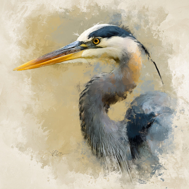 «Harbor Calm Heron», art mural sur toile tendue, 30"W x 30"H x 1.5"D