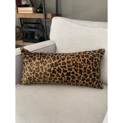 Leopard Print Real Cowhide Pillow Cover