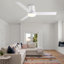 Ventilateur de plafond intelligent à DEL 52 po avec télécommande DC et contrôle Tuya APP pour la chambre à coucher, le salon 1 pièce Contreplaqué blanc