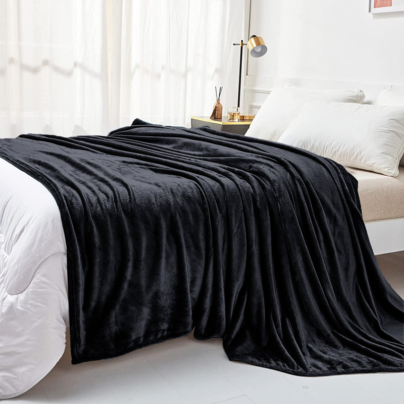 Reversible Faux Fur Mink Fleece Blanket Throw - Ultra Soft Plush Luxury Sofa & Bed Throw, Warm Light, Single 130cm x 150cm