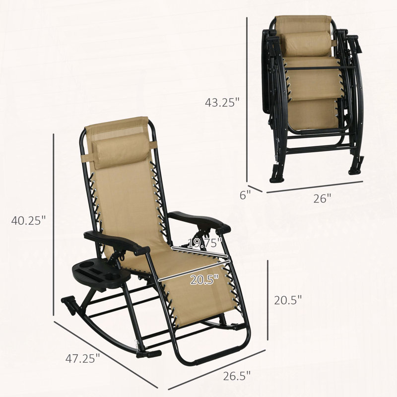 Ensemble de chaises longues berçantes pliables zéro gravité Outsunny, Beige