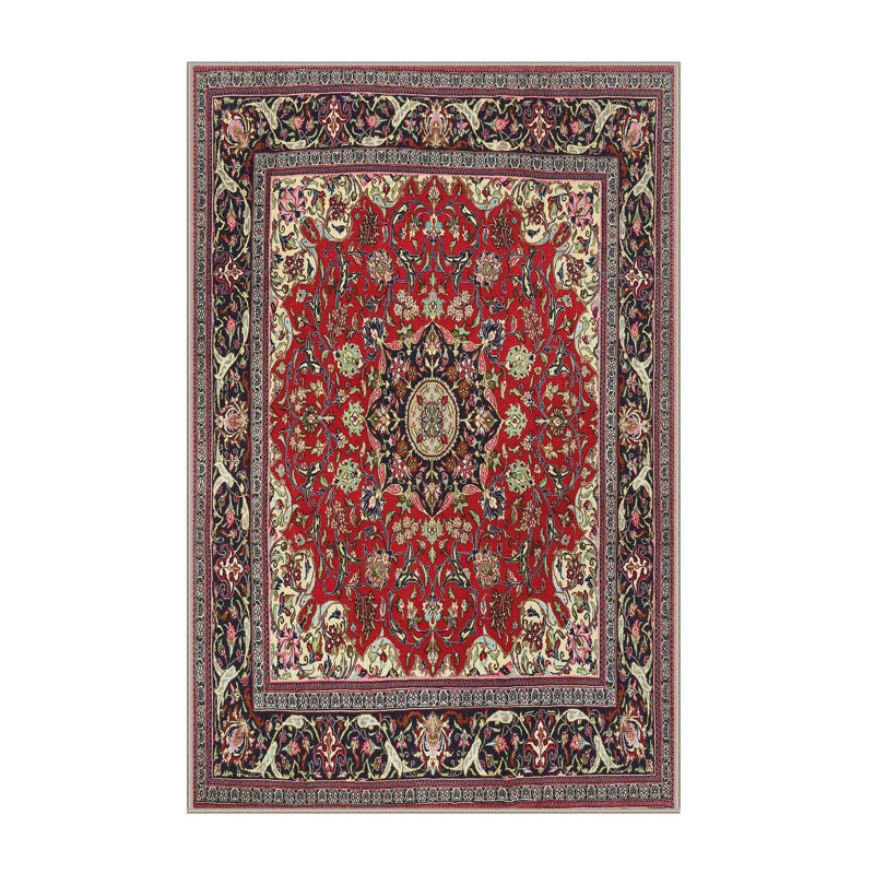 Tapis décoratif de style oriental rouge/beige Despres, Rectangle 7 pi x 10 pi