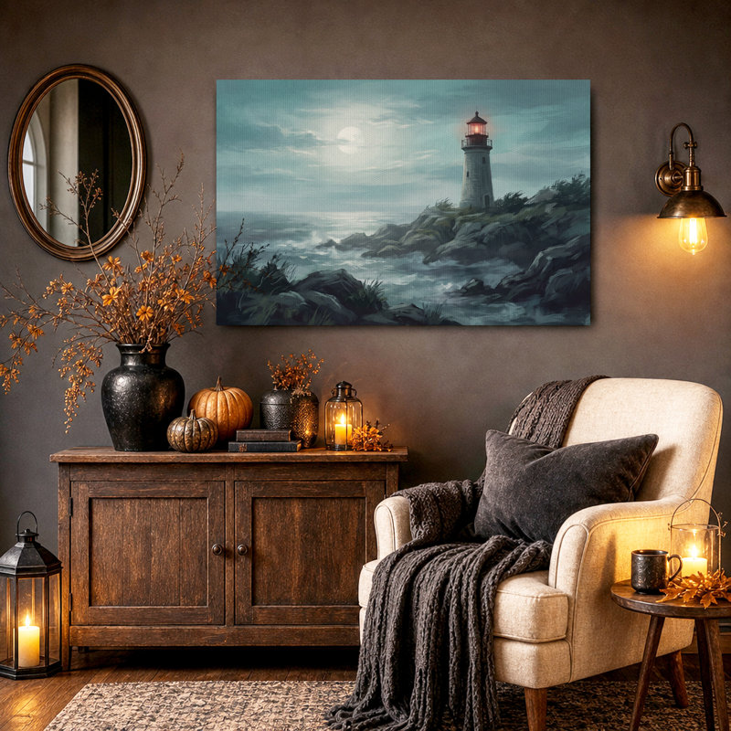 Art mural sur toile lune au clair de lune, H 20 po x l 30 po
