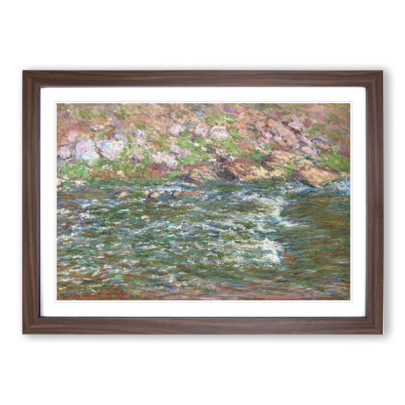 Rapids on the Petite Creuse by Claude Monet - Picture Frame Painting, 48cm H x 65cm W x 2cm D, Walnut Framed