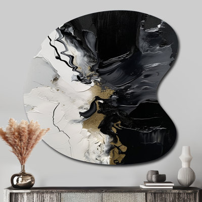 «Black» à motif éclaboussures de peinture I - art abstrait en forme de goutte de métal mural