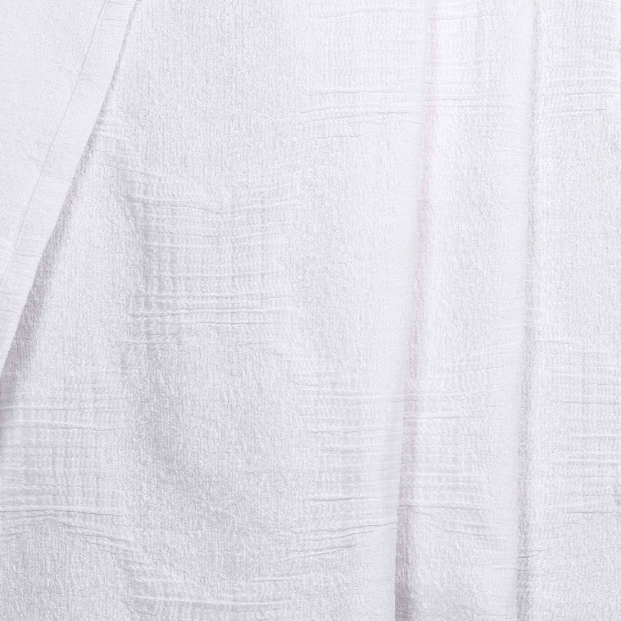Tanta Cotton Medium Weight Textured Modern Circles Woven Coverlet, Throw Coverlet, White