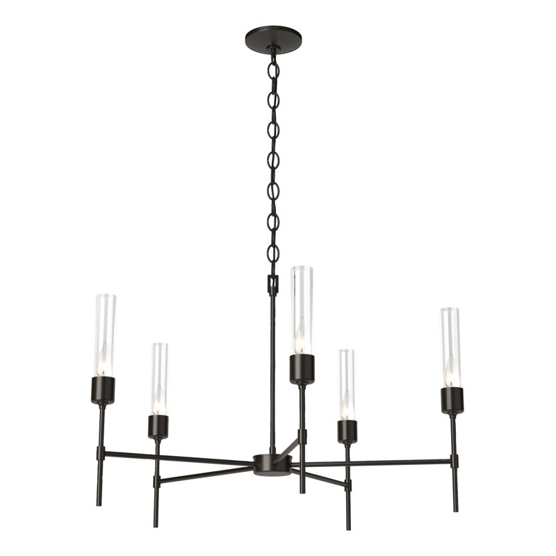 Vela 5 - Light Sputnik Sphere Chandelier, Clear Glass, Oil Rubbed Bronze