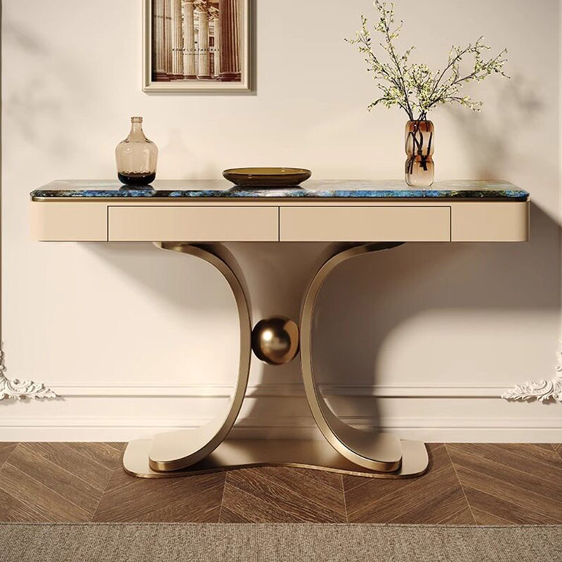 Console légère en métal de style luxueux, 33.4" H x 47.2" W x 13.7" D, Bleu