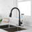 Stainless Steel Matte Black Kitchen Faucet With Pull Down And Touch Functionality, Single Lever For Easy Water Control, 360 Rotating High Nozzle, Rust Finish, Smooth Aerated Output Function, Precise