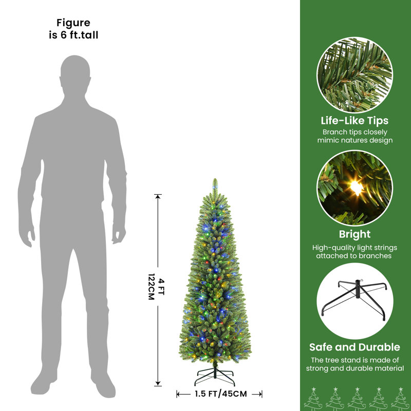 Lighted Artificial Christmas Tree, 4'